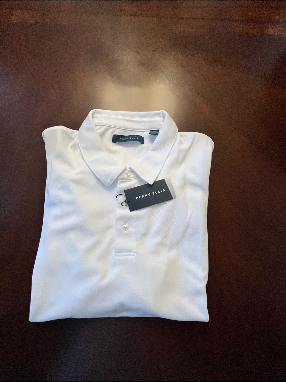 Perry Ellis White Polo Shirt with Tag